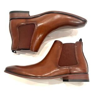 Guess Brown Slip On Elastic Gore Sylem Brown Chelsea Boots Mens 7.5 NEW